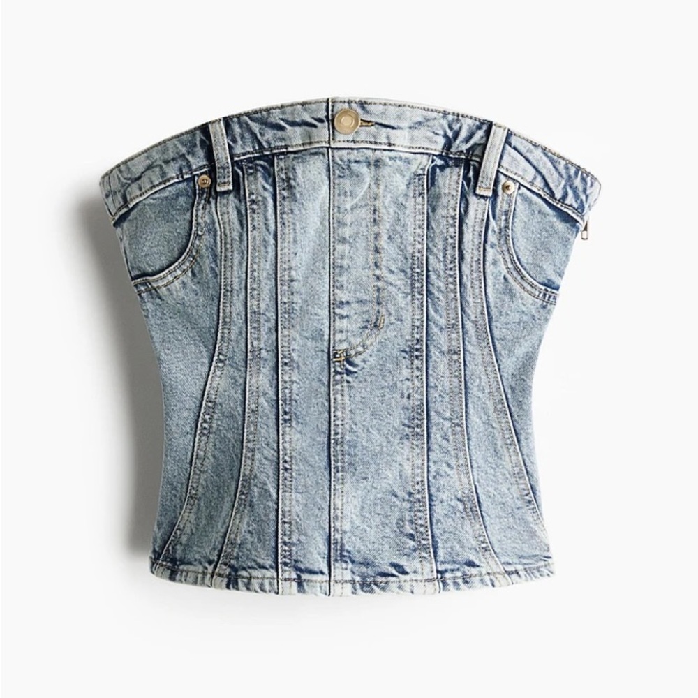 H&M Light Blue Denim Corset Bustier